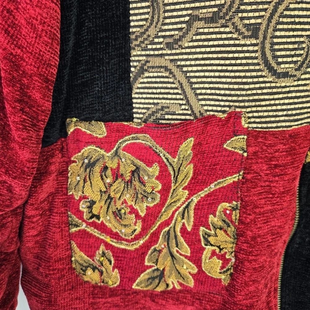 Vintage Julia Kim 3X Artsy Block Patchwork Jacket Embroidered‎ Beaded Boho